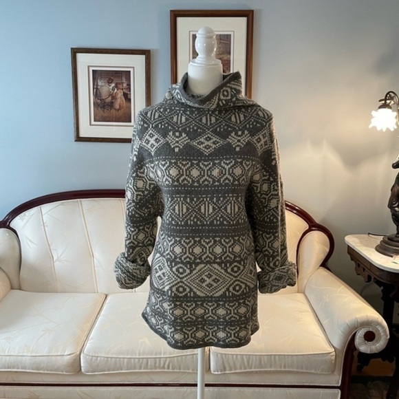 Nordic Style Grey Wool Blend Beautiful Knit Mockneck Sweater Size Extra Large - Picture 6 of 14